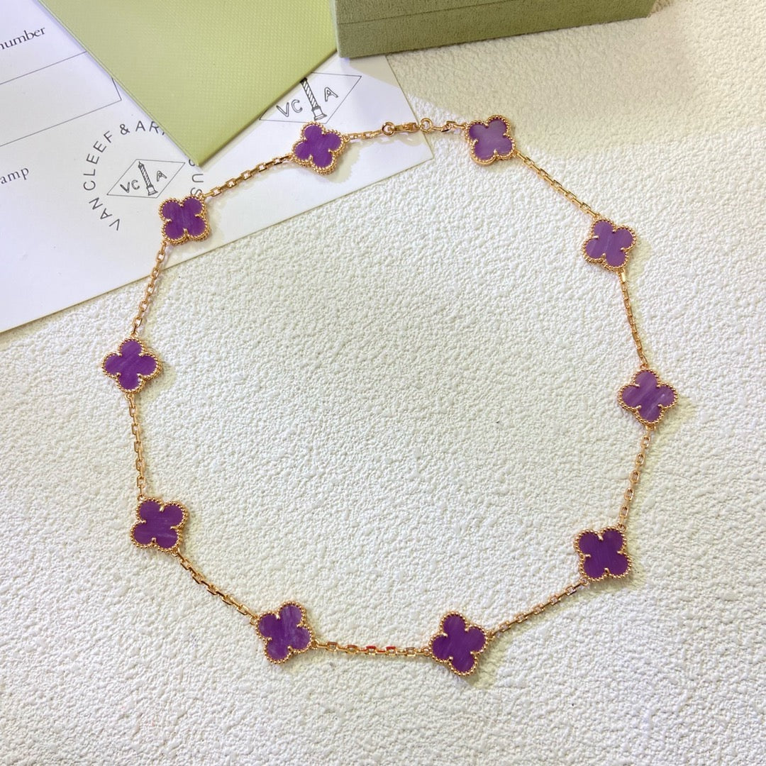 [Kincade Jewelrys] COLLIER CLOVER 10 MOTIFS VIOLET VIOLET