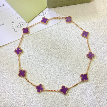 [Kincade Jewelrys] COLLIER CLOVER 10 MOTIFS VIOLET VIOLET