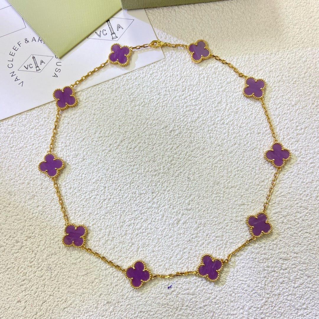 [Kincade Jewelrys] COLLIER CLOVER 10 MOTIFS VIOLET VIOLET