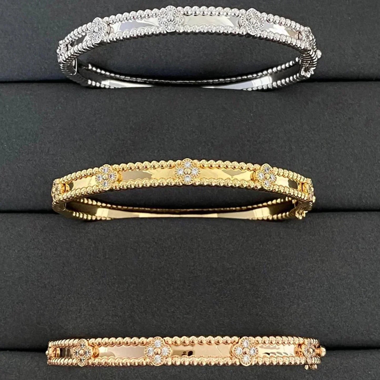 [Kincade Jewelrys]CLOVER BRACELET 4MM DIAMONDS