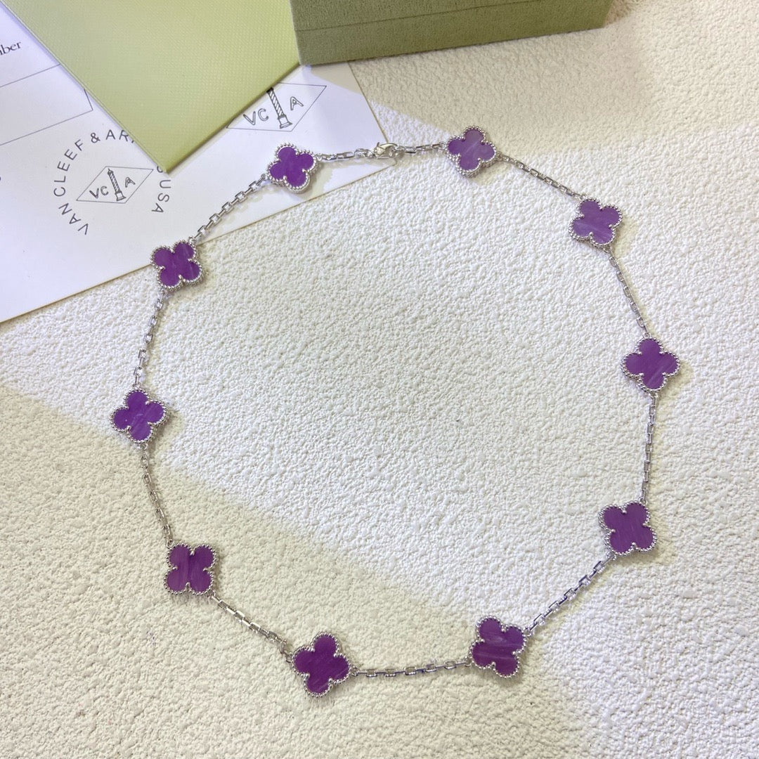 [Kincade Jewelrys] COLLIER CLOVER 10 MOTIFS VIOLET VIOLET