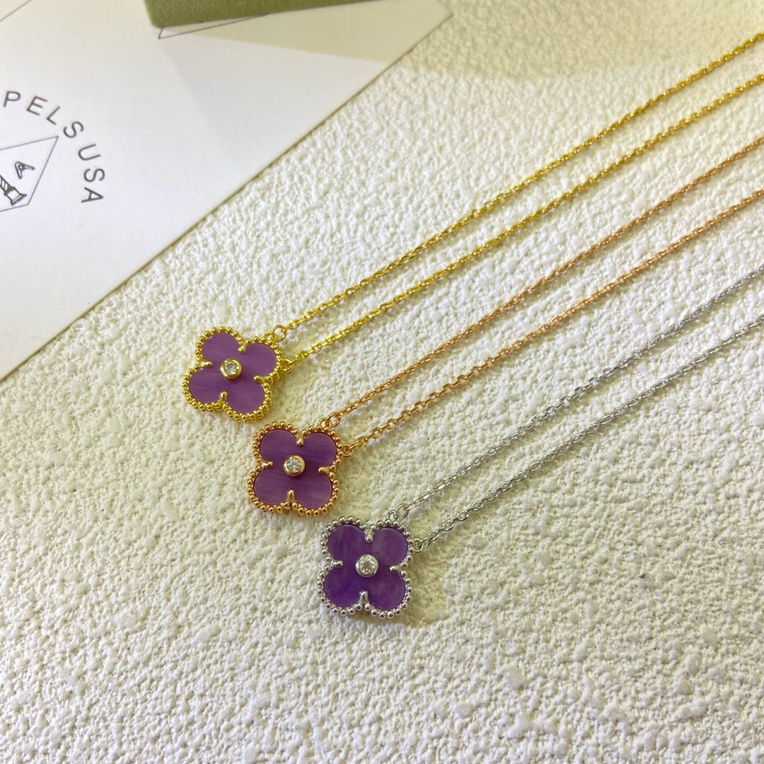 [Kincade Jewelrys] COLLIER CLOVER 15 MM DIAMANT VIOLET VIOLET