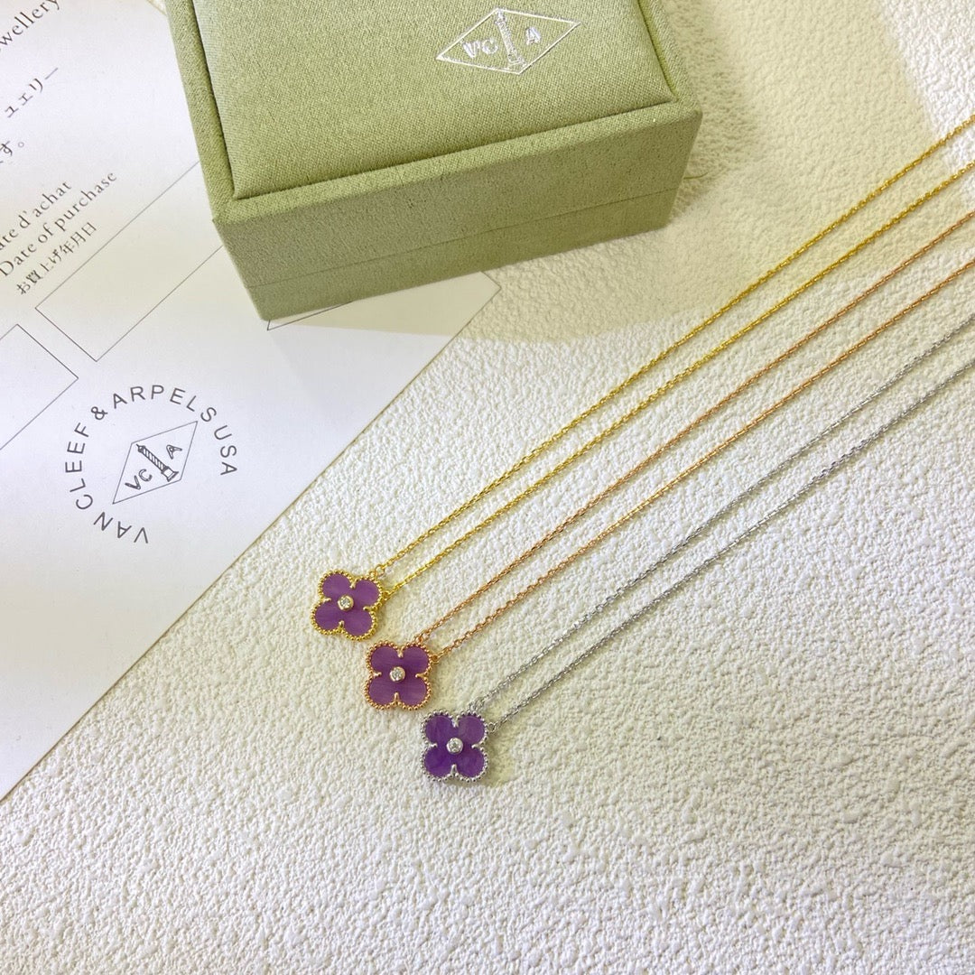 [Kincade Jewelrys] COLLIER CLOVER 15 MM DIAMANT VIOLET VIOLET