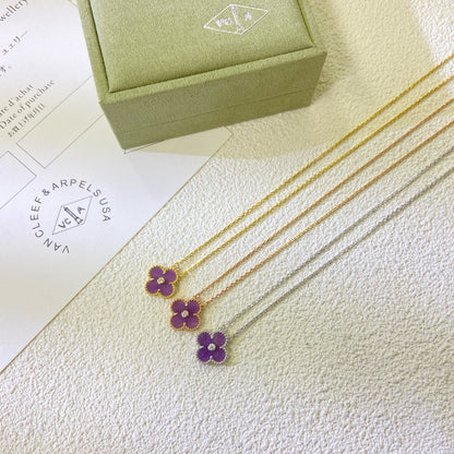 [Kincade Jewelrys] COLLIER CLOVER 15 MM DIAMANT VIOLET VIOLET