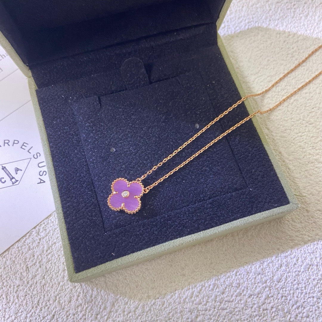 [Kincade Jewelrys] COLLIER CLOVER 15 MM DIAMANT VIOLET VIOLET