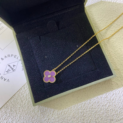 [Kincade Jewelrys] COLLIER CLOVER 15 MM DIAMANT VIOLET VIOLET