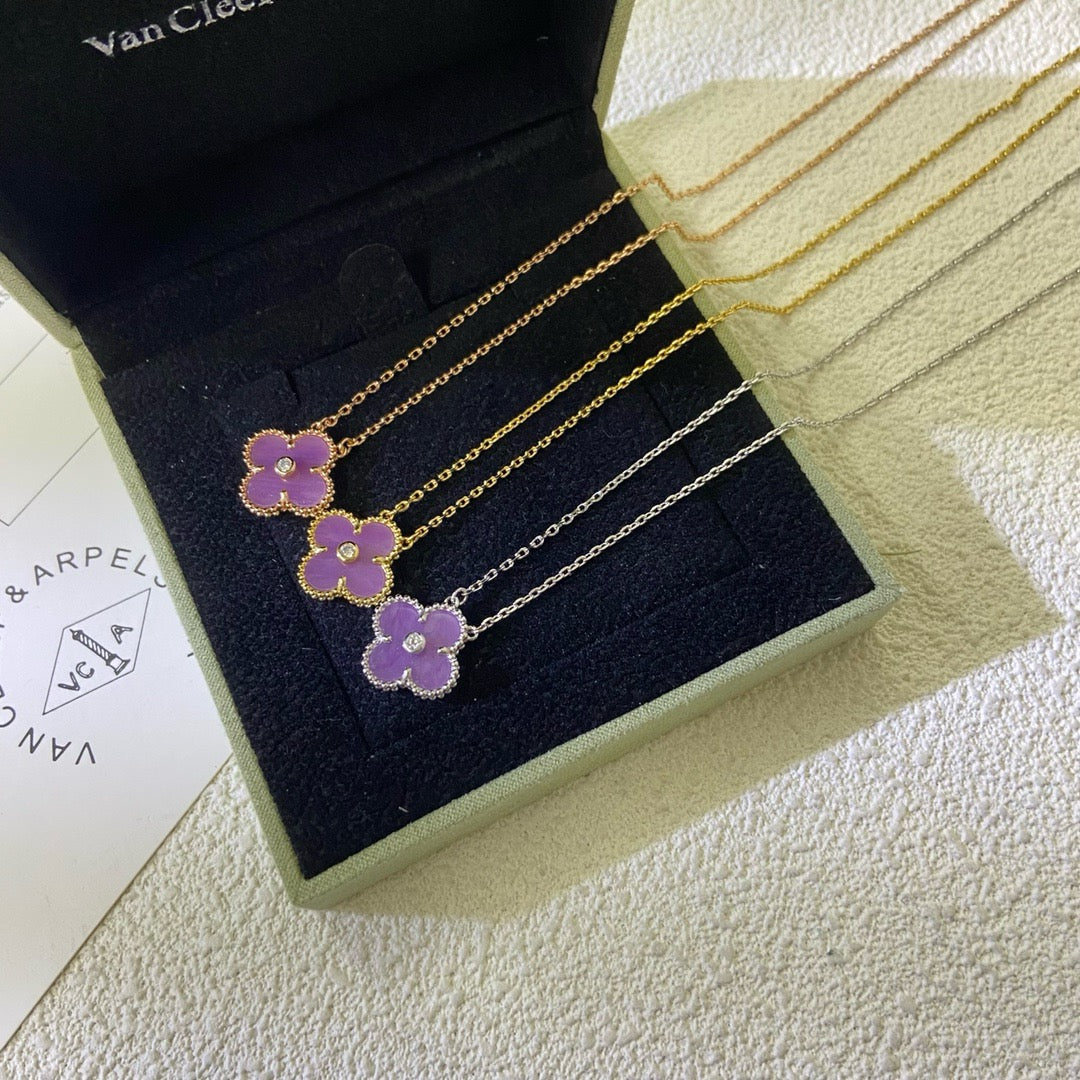 [Kincade Jewelrys] COLLIER CLOVER 15 MM DIAMANT VIOLET VIOLET