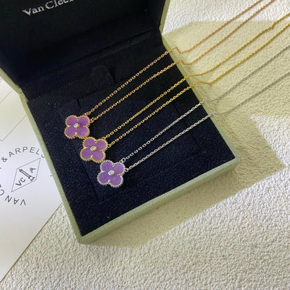 [Kincade Jewelrys] COLLIER CLOVER 15 MM DIAMANT VIOLET VIOLET