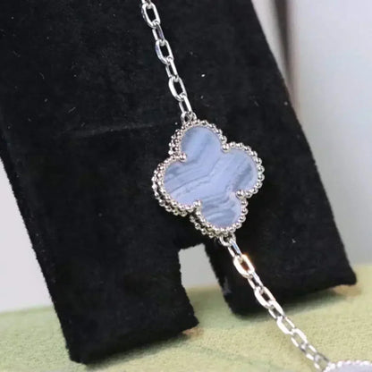 [Kincade Jewelrys] Bracelet en calcédoine violette à 5 motifs en argent 