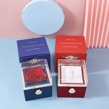 COFFRET CADEAU CRÉATIF À BIJOUX ROTATIF EN ROSE PRÉSERVÉE (LOGO O)