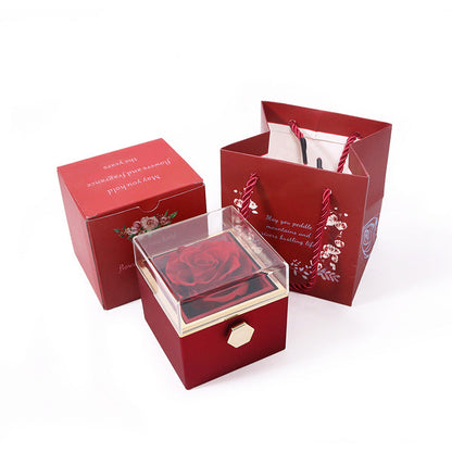COFFRET CADEAU CRÉATIF À BIJOUX ROTATIF EN ROSE PRÉSERVÉE (LOGO O)