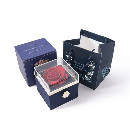 COFFRET CADEAU CRÉATIF À BIJOUX ROTATIF EN ROSE PRÉSERVÉE (LOGO O)