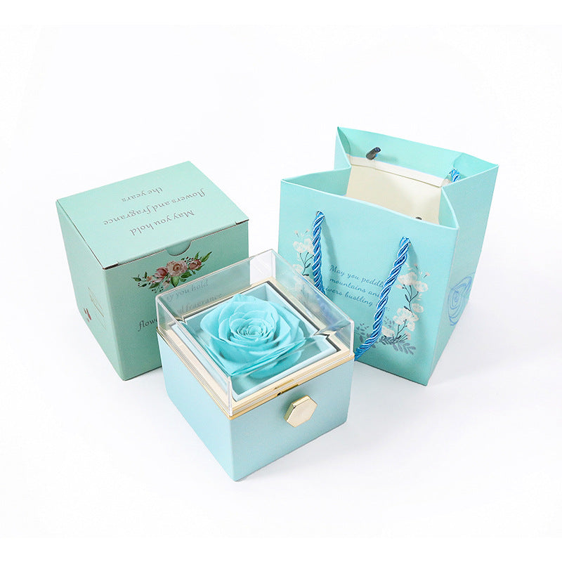 COFFRET CADEAU CRÉATIF À BIJOUX ROTATIF EN ROSE PRÉSERVÉE (LOGO O)