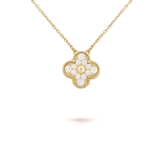 [Kincade Jewelrys] Collier à fleur unique en diamants Clover 15 mm