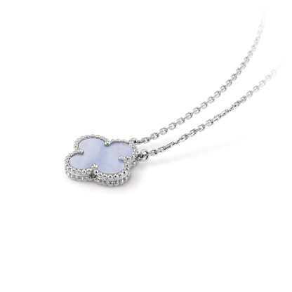[Kincade Jewelrys]CLOVER 15MM BLUE CHALCEDONY NECKLACE SILVER