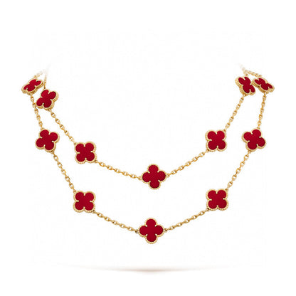 [Kincade Jewelrys] COLLIER CORNALINE À 20 MOTIFS DE TRÈFLE