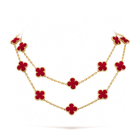 [Kincade Jewelrys] COLLIER CORNALINE À 20 MOTIFS DE TRÈFLE