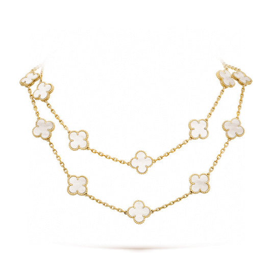 [Kincade Jewelrys] COLLIER CLOVER 20 MOTIFS EN NACRE BLANCHE