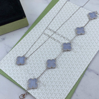 [Kincade Jewelrys] Bracelet en calcédoine violette à 5 motifs en argent 