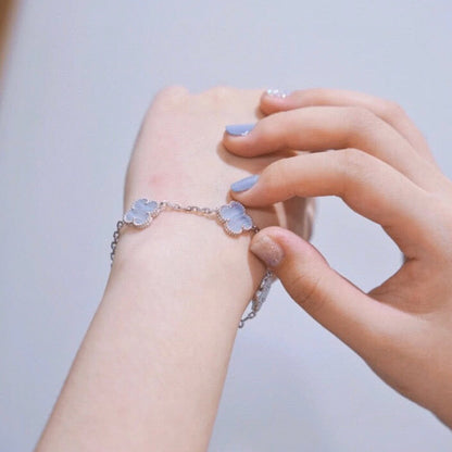 [Kincade Jewelrys] Bracelet en calcédoine violette à 5 motifs en argent 