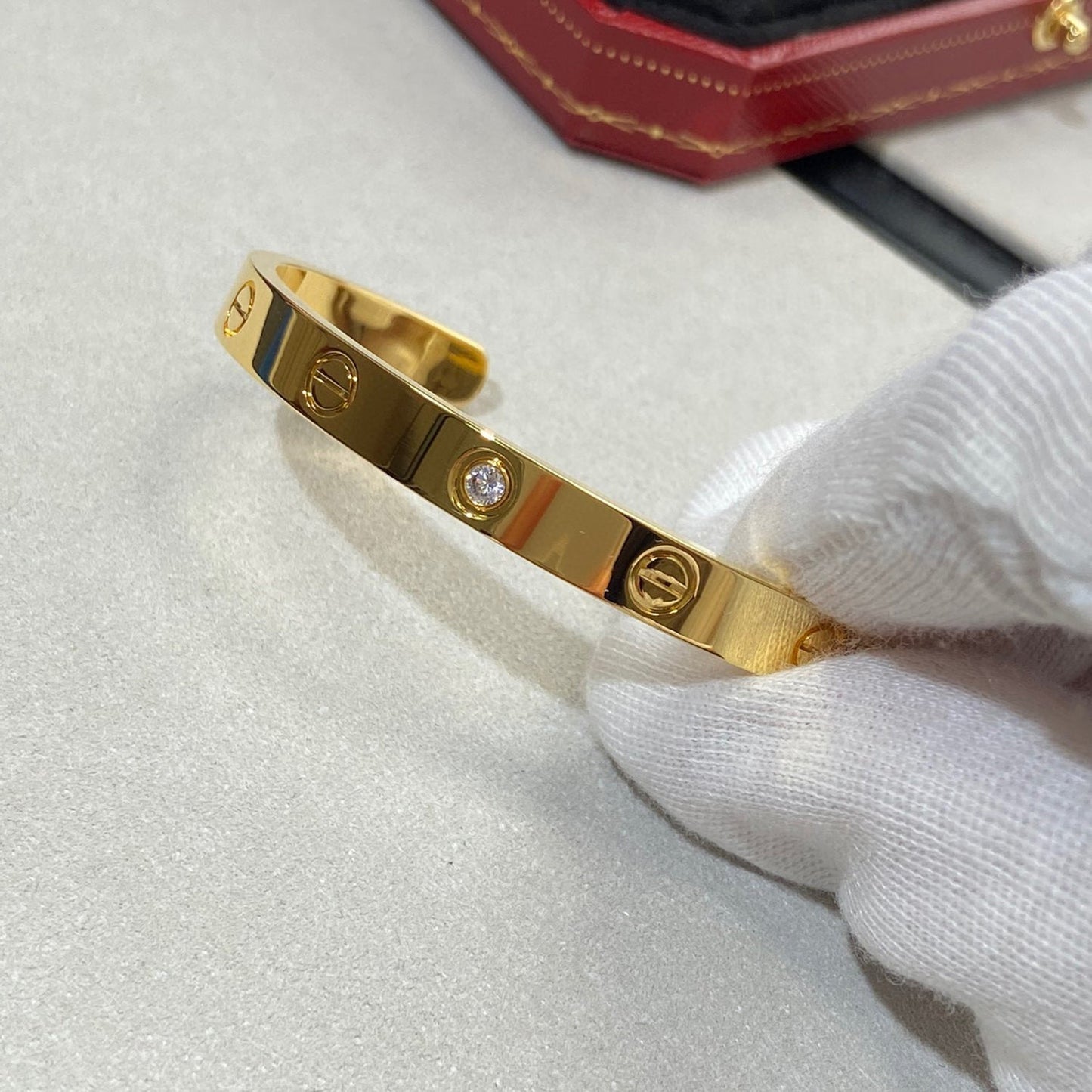 [Kincade Jewelrys]LOVE BRACELET 6.1MM 1 DIAMOND OPEN CUFF