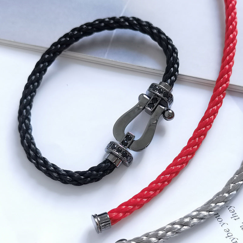 [Bijoux Kincade] BRACELET FORCE LARGE SERIES FER À CHEVAL NOIR SAMOURAÏ
