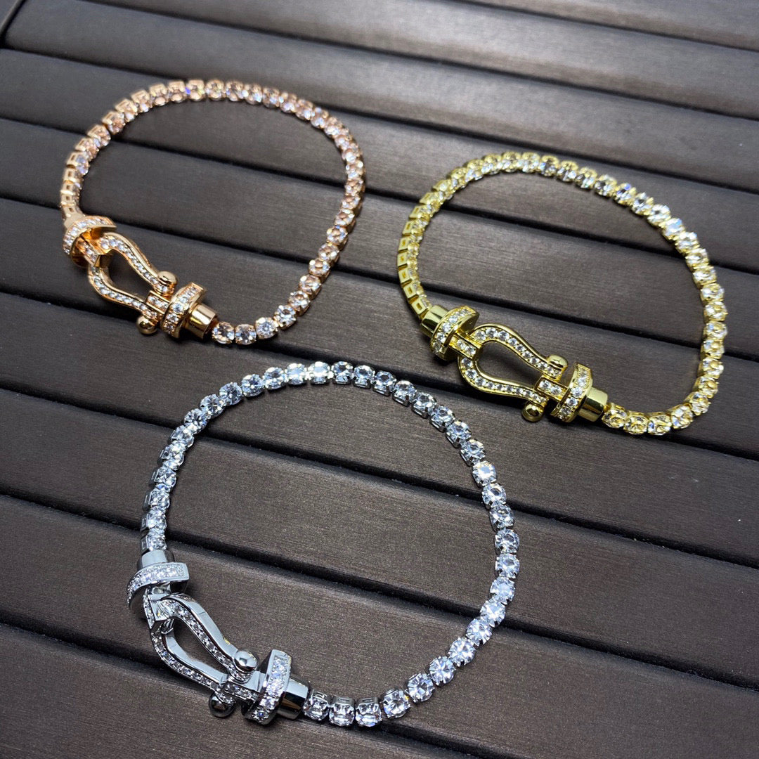 [Kincade Jewelrys]FORCE  LARGE HORSESHOE FULL DIAMOND TENNIS BRACELET