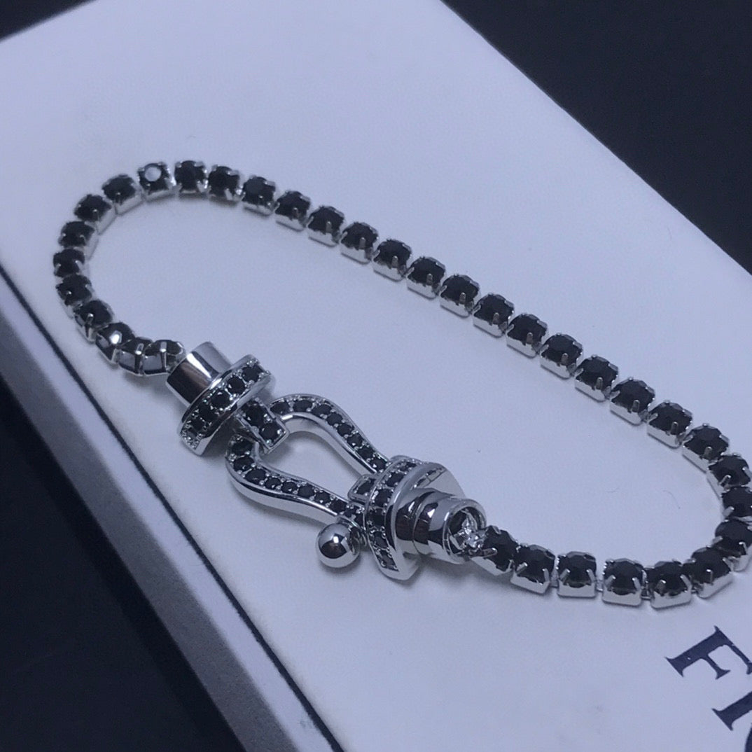 [Kincade Jewelrys]FORCE  LARGE HORSESHOE FULL DIAMOND TENNIS BRACELET