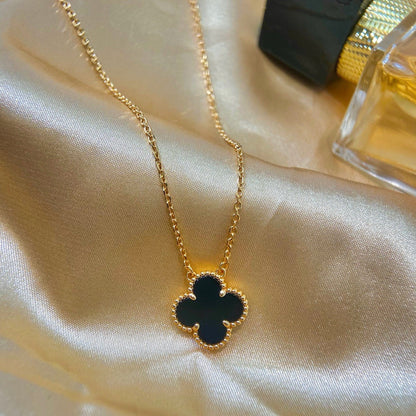 [Kincade Jewelrys] Collier à fleur unique en onyx noir 15 mm