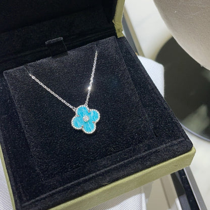 [Kincade Jewelrys]CLOVER 15MM DIAMOND SVRES PORCELAIN  NECKLACE SILVER