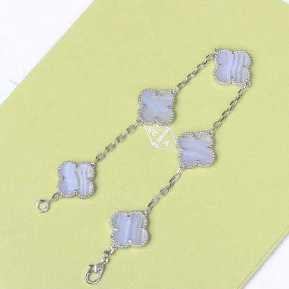 [Kincade Jewelrys] Bracelet en calcédoine violette à 5 motifs en argent 