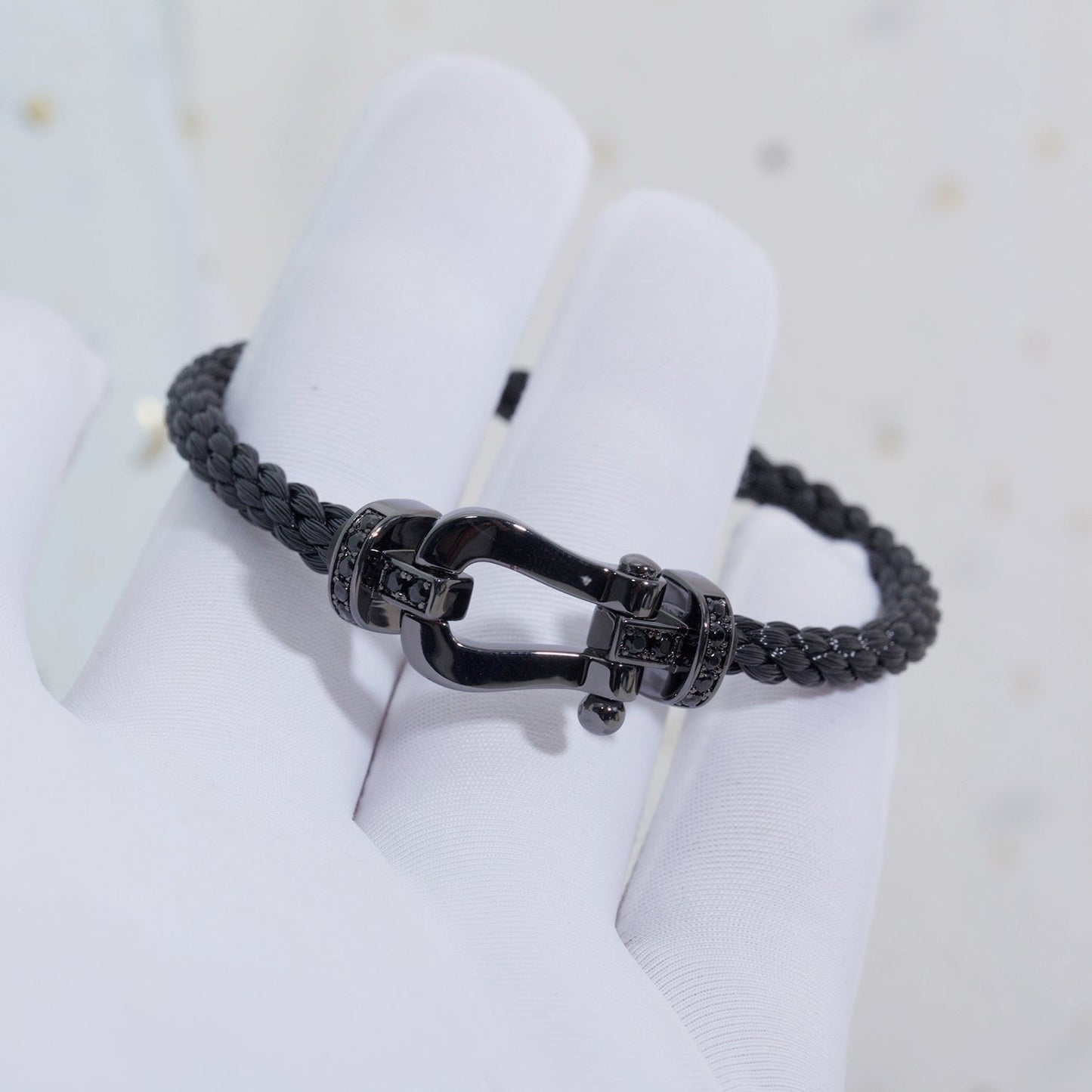[Bijoux Kincade] BRACELET FORCE LARGE SERIES FER À CHEVAL NOIR SAMOURAÏ