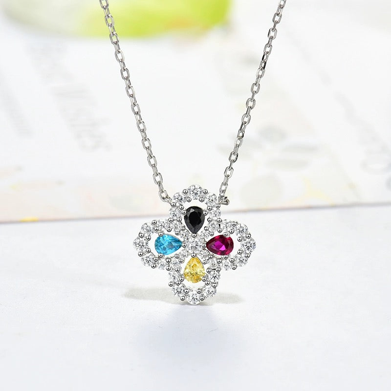 [Kincade Jewelrys]LOOP NECKLACE FULL MOTIF DIAMOND 16MM MULTIPLE COLORS