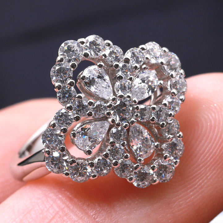 [Kincade Jewelrys] BAGUE BOUCLE MOTIF COMPLET DIAMANT 16MM ARGENT