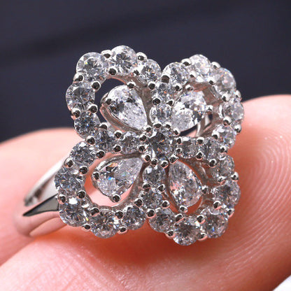 [Kincade Jewelrys] BAGUE BOUCLE MOTIF COMPLET DIAMANT 16MM ARGENT