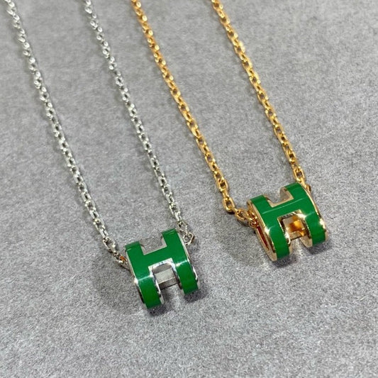 [Kincade Jewelrys] COLLIER POP H VERT ARGENT ET OR