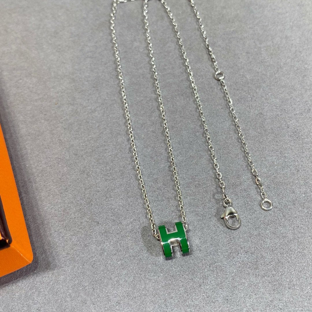 [Kincade Jewelrys]POP H GREEN NECKLACE SILVER AND GOLD