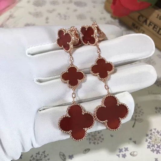 [Kincade Jewelrys]Boucles d'oreilles pendantes en cornaline à trois motifs