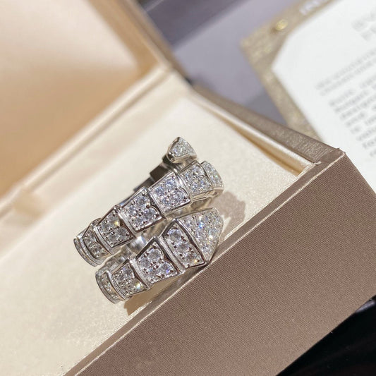 [Kincade Jewelrys] BAGUE DOUBLE SERPENTI EN ARGENT PAVÉ DE DIAMANTS