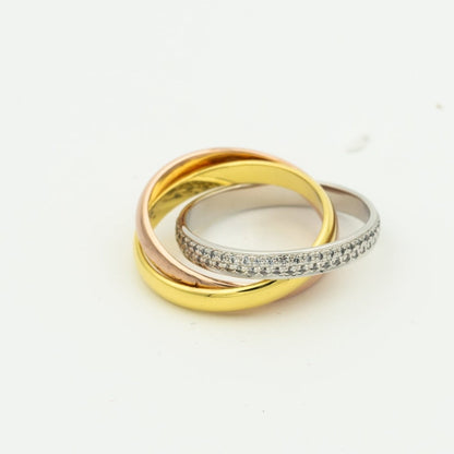 [Kincade Jewelrys] BAGUE TRINITY OR OR ROSE ARGENT DIAMANTS 
