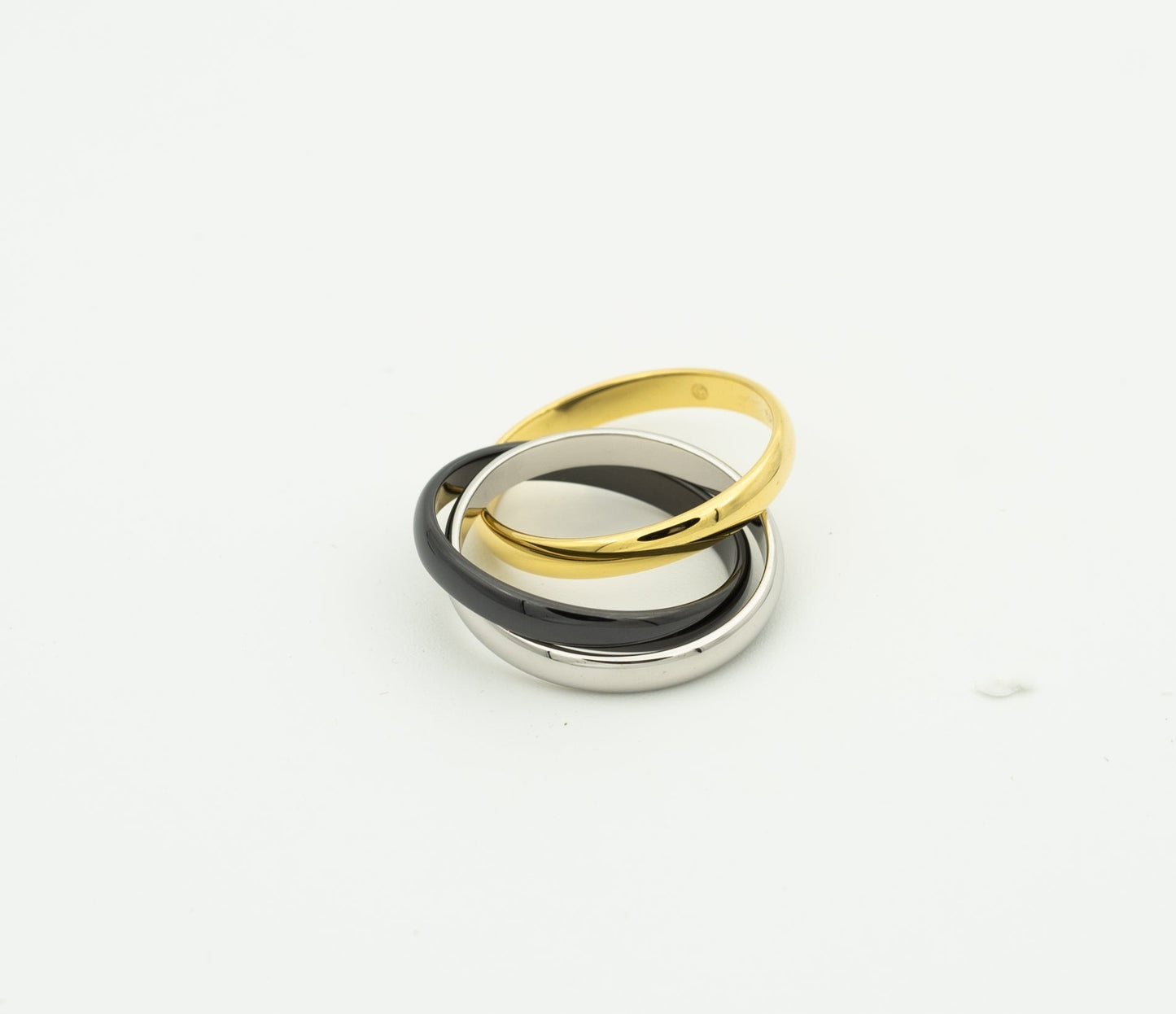 [Kincade Jewelrys] BAGUE TRINITY OR NOIR ARGENT