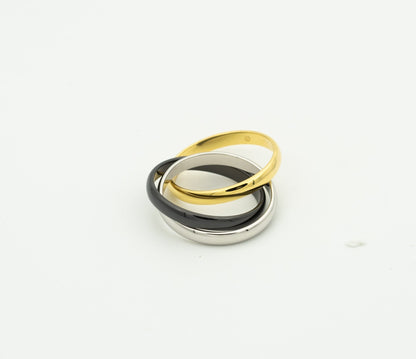 [Kincade Jewelrys] BAGUE TRINITY OR NOIR ARGENT