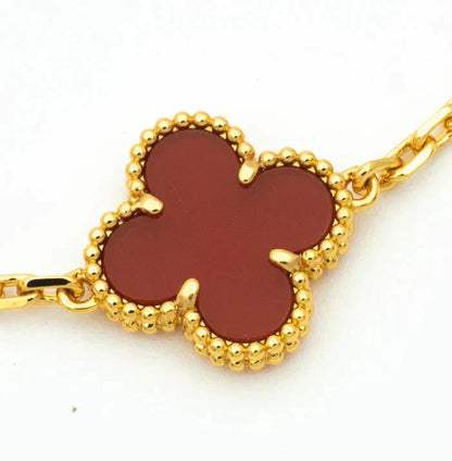 [Kincade Jewelrys]CLOVER 5 MOTIFS CARNELIAN DIAMOND BRACELET