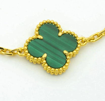 [Kincade Jewelrys] Bracelet diamant malachite à 5 motifs de trèfle