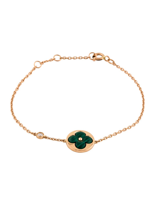[Kincade Jewelrys] BRACELET EN OR ROSE AVEC MALACHITE SOLEIL ET 1 DIAMANT
