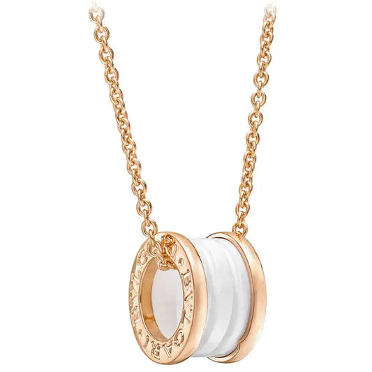 [Kincade Jewelrys] Collier en céramique blanche et diamants ZERO 1, or rose