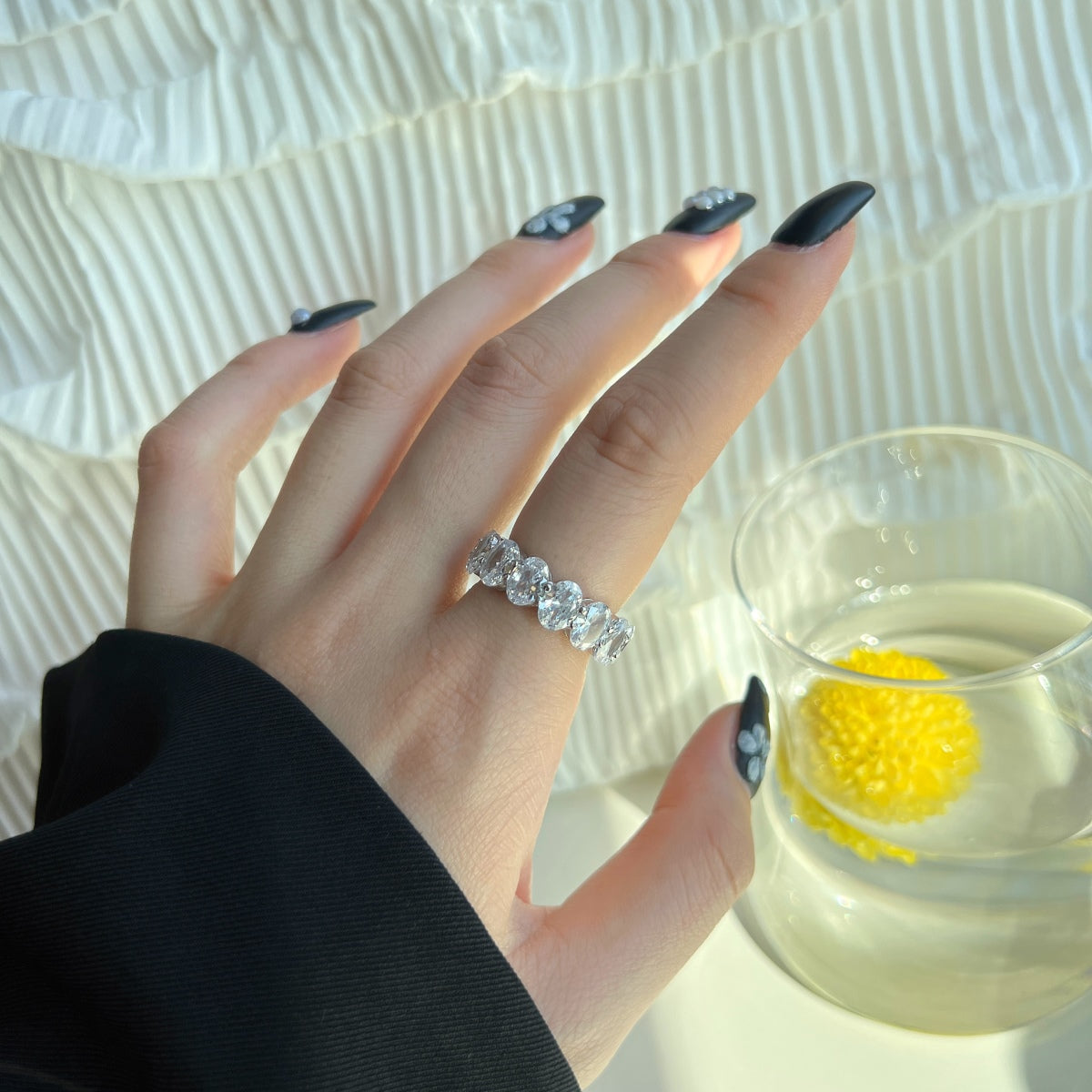 [Kincade Jewelrys]Dainty Elongated Cushion Cut Tennis Ring