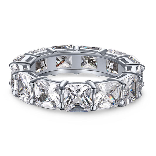 [Joyas Kincade] Elegante anillo de tenis de corte princesa