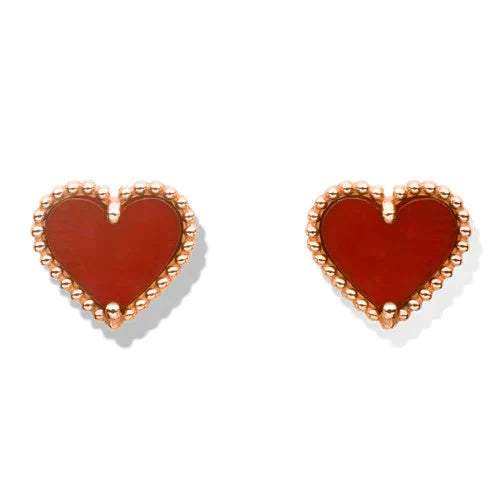 [Kincade Jewelrys]Boucles d'oreilles à tige en cornaline en forme de cœur