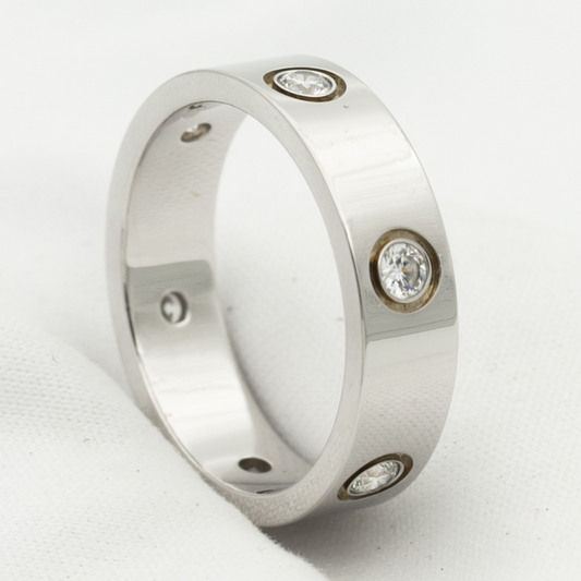 [Kincade Jewelrys] BAGUE D'AMOUR 5,5 MM 6 DIAMANTS ARGENT